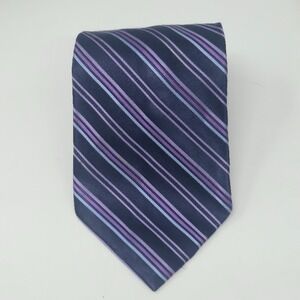 Merona Navy/Purple Striped 100% Silk Repp Tie